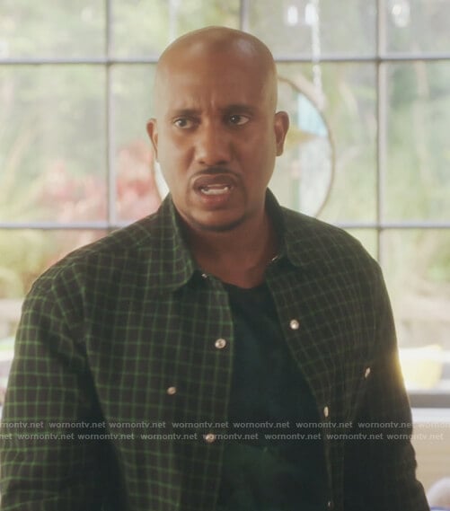 Gary's black grid print shirt on Kenan