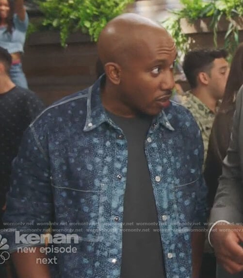 Gary's printed denim shirt on Kenan
