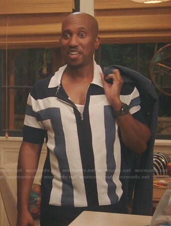 Gary's colorblock half zip polo shirt on Kenan
