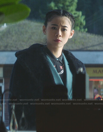 George's green cropped jacket on Nancy Drew