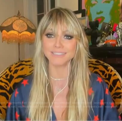 Heidi Klum's navy and orange star print jacket on Today