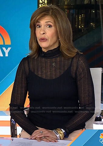 Hoda's black sheer turtleneck sweater on Today