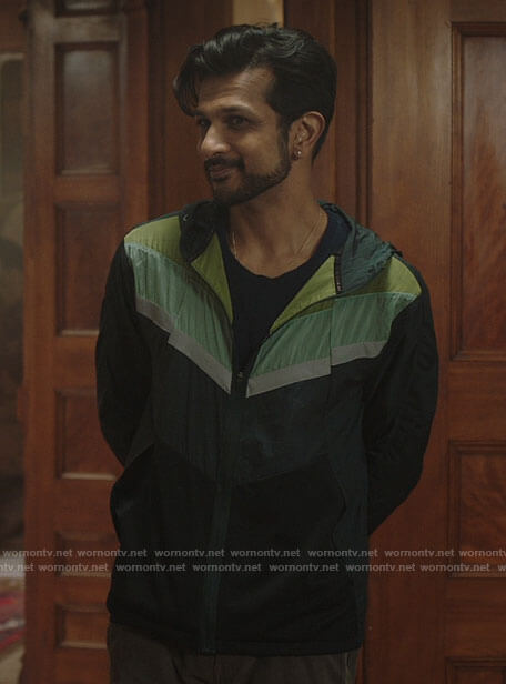 Jay's green colorblock jacket on Ghosts