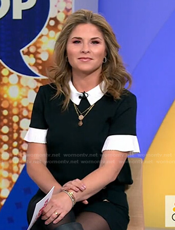 Jenna's black contrast pleated sleeve top on Today