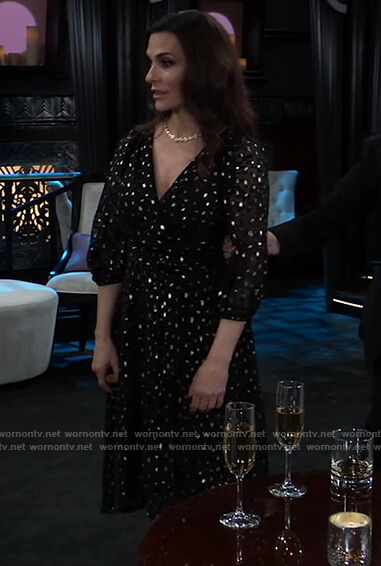 Jennifer's black metallic wrap dress on General Hospital