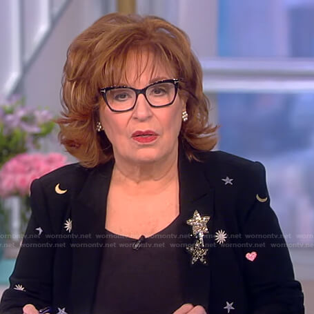Joy's black star and moon embellished blazer on The View