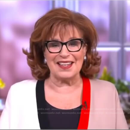 Joy's white and beige colorblock cardigan on The View