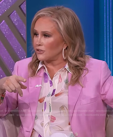 Kathy's white macaron print top on The Real