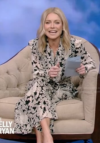 Kelly's black floral print dress on Live with Kelly