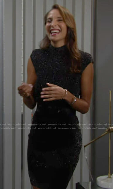 Lily's metallic knit dress on The Young and the Restless