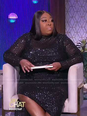 Loni's black sequined mesh dress on The Real