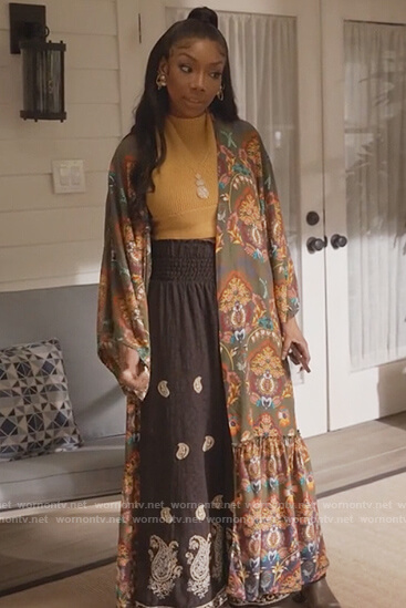 Naomi black paisley embroidered pants on Queens