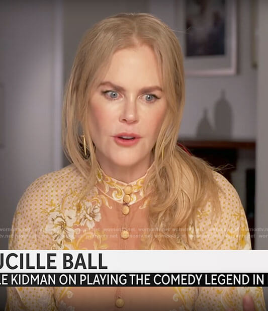 Nicole Kidman's floral button up blouse on CBS Mornings
