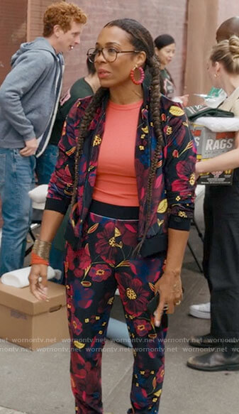 Nya's floral track suit on And Just Like That