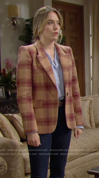 Hope's plaid blazer on The Bold and the Beautiful