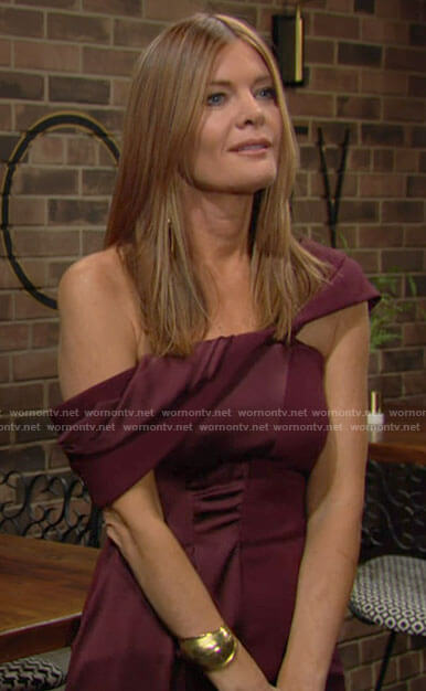 Phyllis's burgundy twisted dress on The Young and the Restless