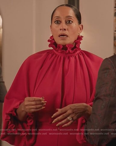 Rainbow's red ruffle neck blouse