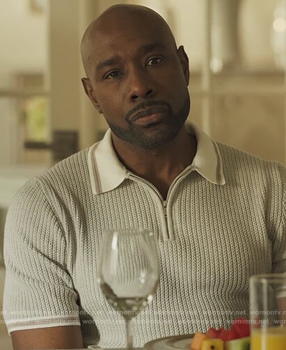 Raymond's gray knit polo on Our Kind of People