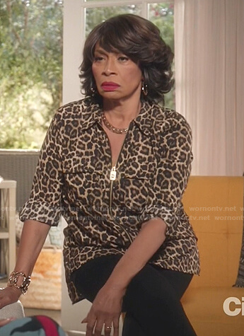 Ruby's leopard print blouse on Black-ish