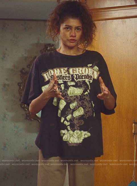 Rue's Home Grown Hustlers Paradise t-shirt on Euphoria