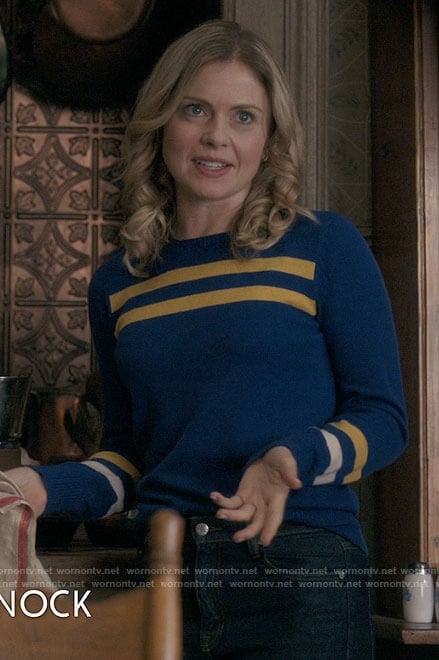 Sam's blue sweater with yellow stripes on Ghosts