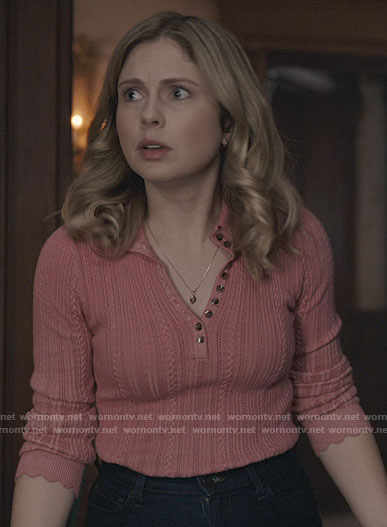 Sam's pink polo sweater on Ghosts