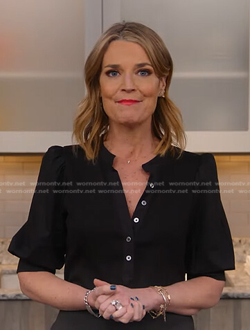 Savannah's black puff sleeve top on Today