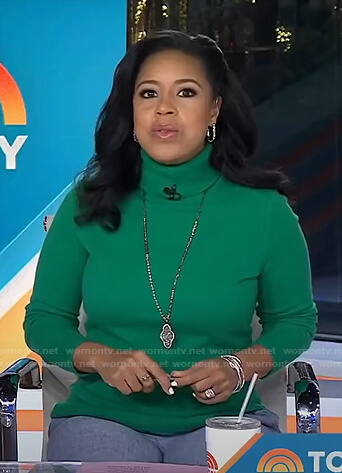 Sheinelle's green turtleneck sweater on Today