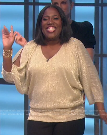 Sheryl's gold metallic blouse on The Talk