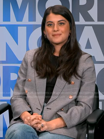 Sofia Black-D'Elia's grey plaid blazer on Good Morning America