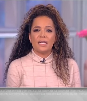 Sunny's beige windowpane sweater on The View