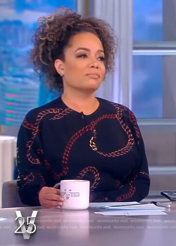 Sunny's black chain print dress on The View