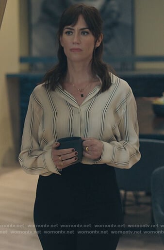 Wendy's ivory stripe button down blouse on Billions