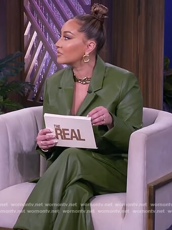 Adrienne's green leather blazer and pants on The Real