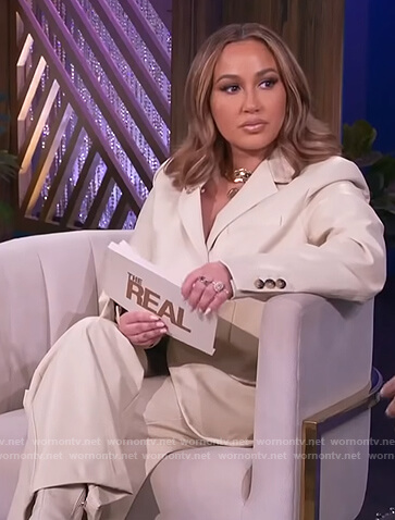 Adrienne's ivory leather blazer and pants on The Real