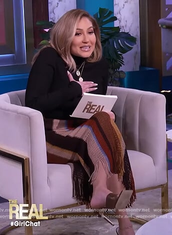 Adrienne's stripe fringe skirt on The Real