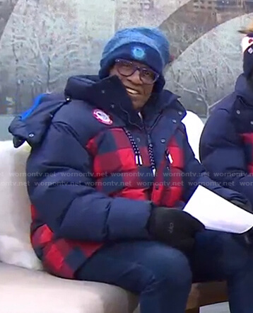 Al's navy and red check puffer jacket on Today