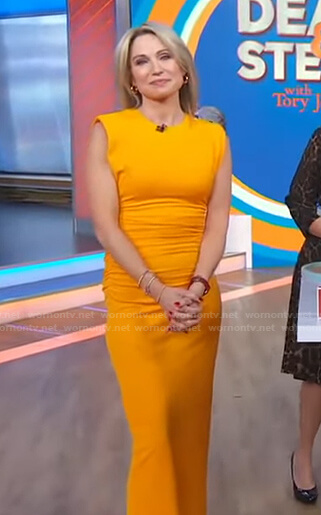 Amy's orange ruched side dress on Good Morning America