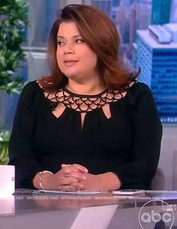 Ana's black top with net cutouts on The View