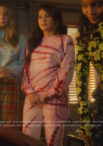 Ana's pink tie dye sweatshirt and pants on Grown-ish