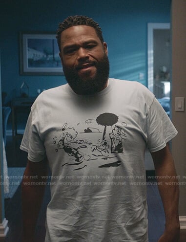 Andre's blue printed tee on Black-ish