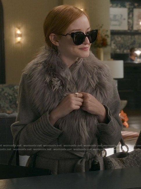 Anna's grey fur collar coat on Inventing Anna