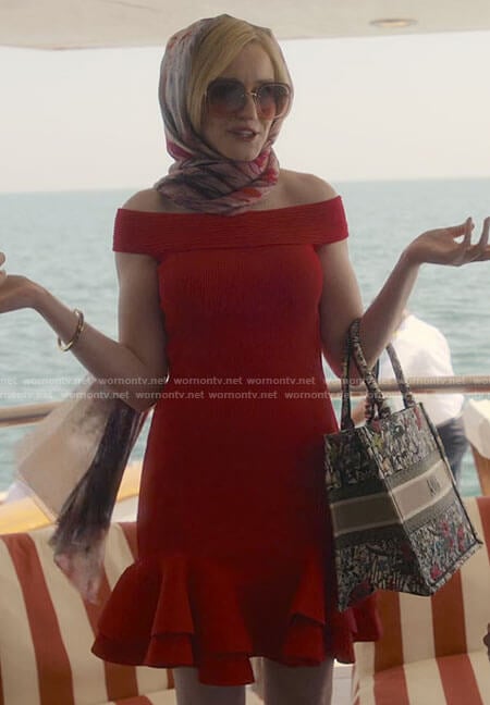 Anna's red dress in Ibiza on Inventing Anna
