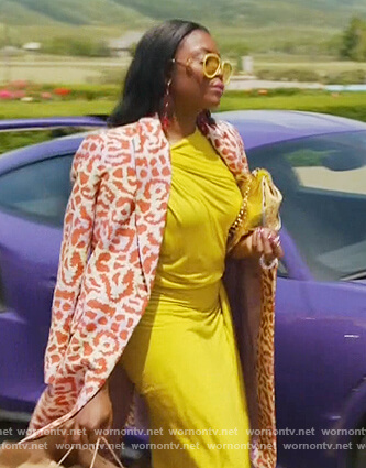 August's orange leopard print coat on The Kings of Napa
