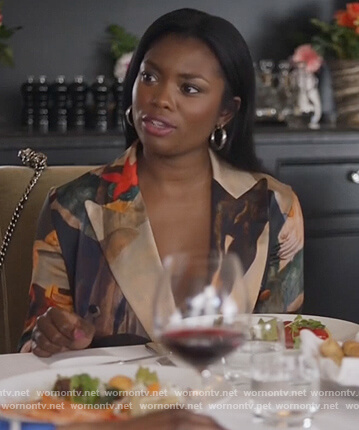 August's black floral print blazer on The Kings of Napa