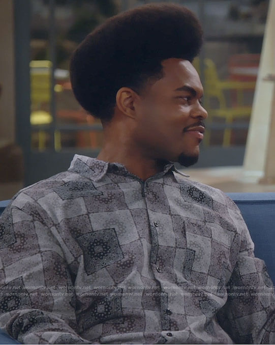 Carter's grey printed button down shirt on Call Me Kat