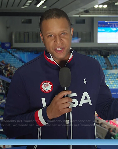 Craig's navy USA track jacket on Today