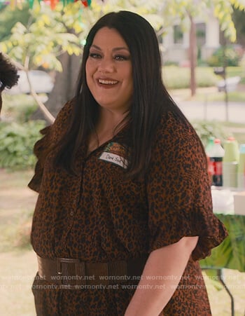 Dana's brown animal print dress on Sweet Magnolias