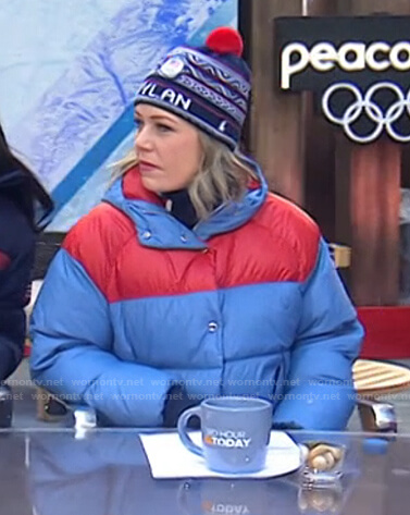 Dylan's red and blue puffer jacket on Today
