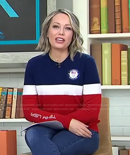 Dylan's navy, white and red colorblock sweater on Today